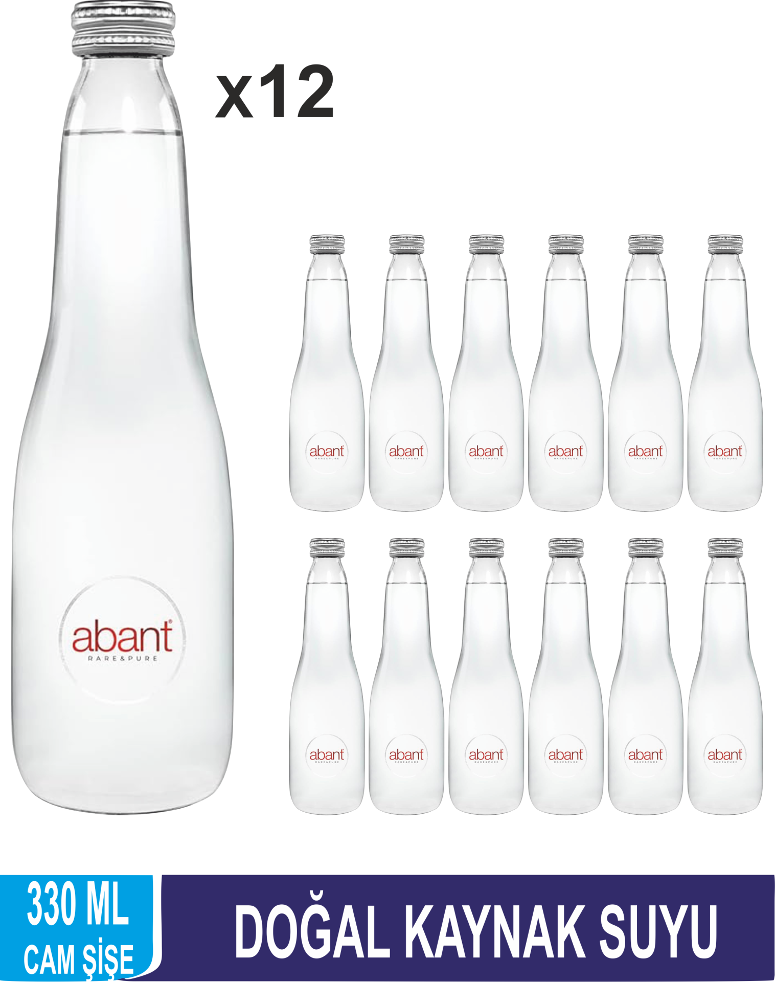 Abant Doğal Kaynak Suyu Cam Şişe 330 ML x 12