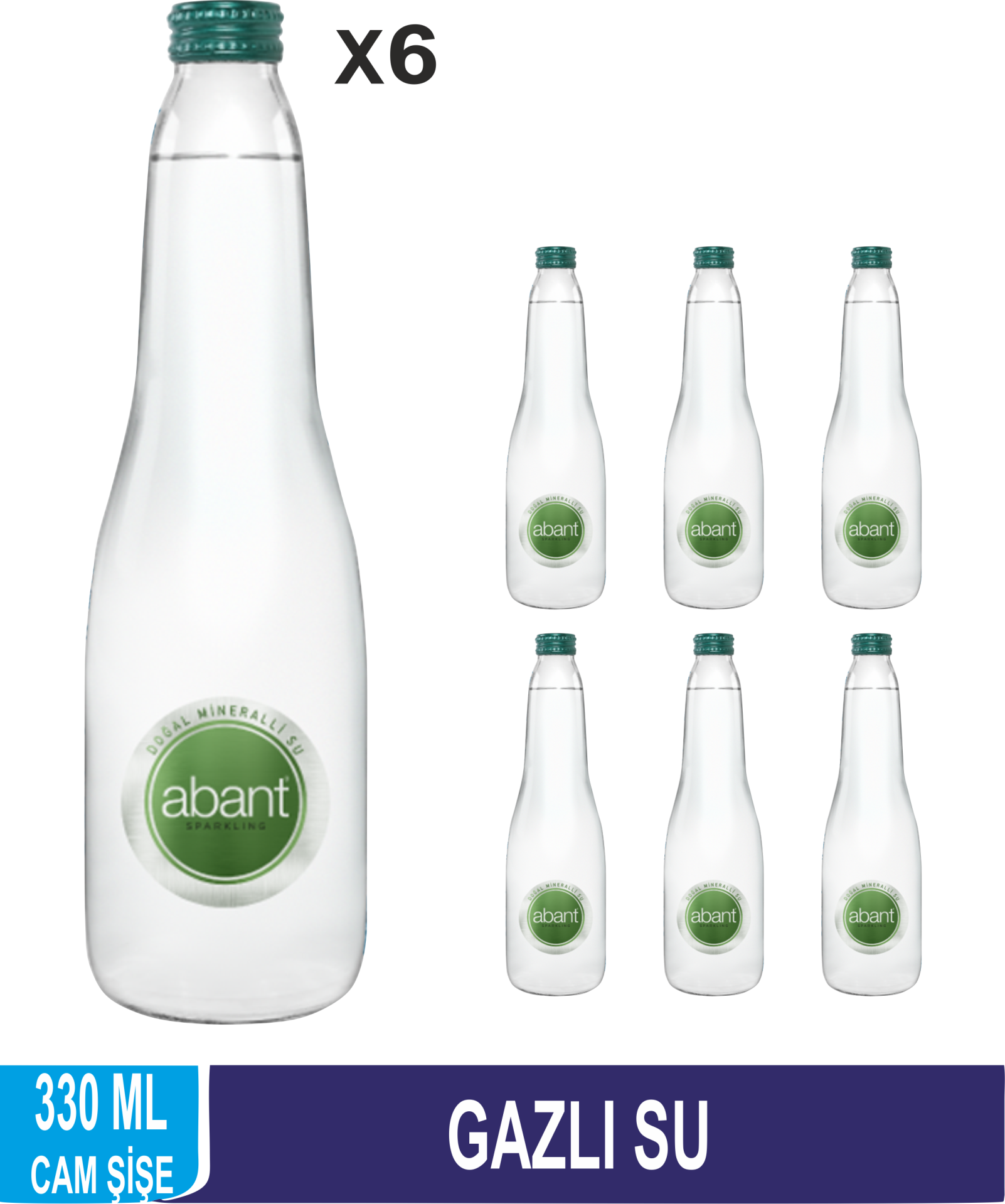 Abant Gazlı Su Cam Şişe 330 ML x 6