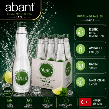 Abant Gazlı Su Cam Şişe 330 ML x 6