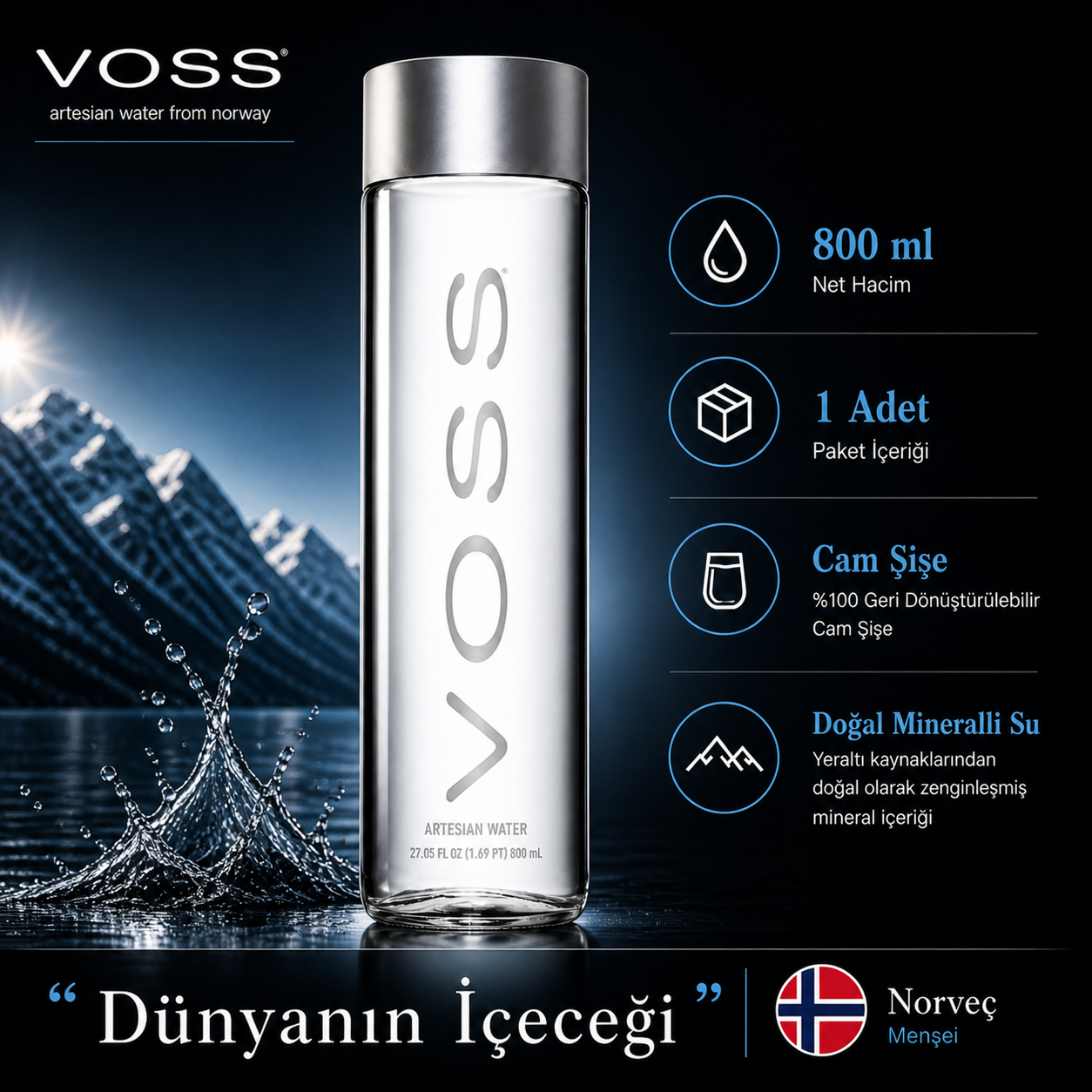 Voss Artesian Still Water 800ML