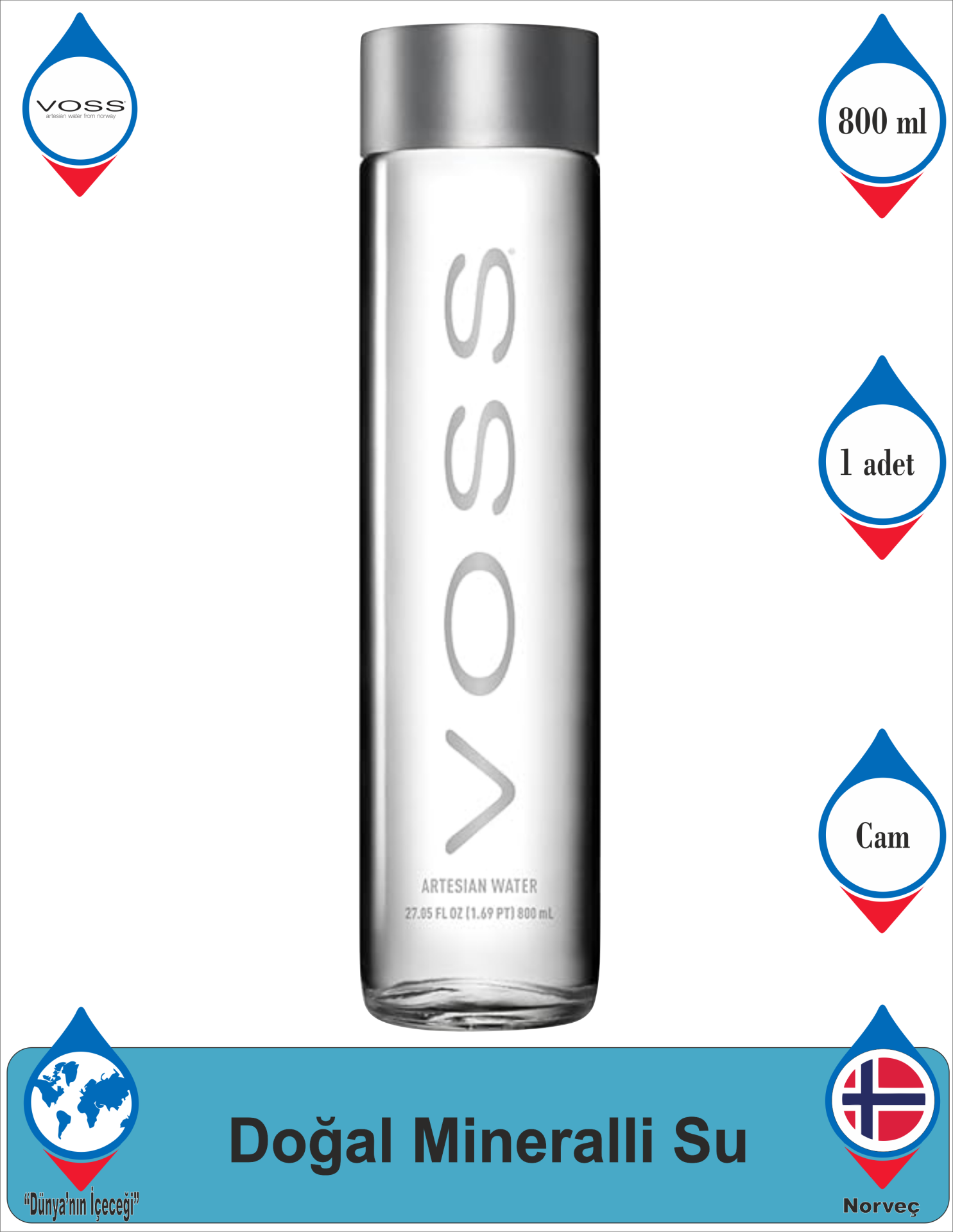 Voss Artesian Still Water 800ML