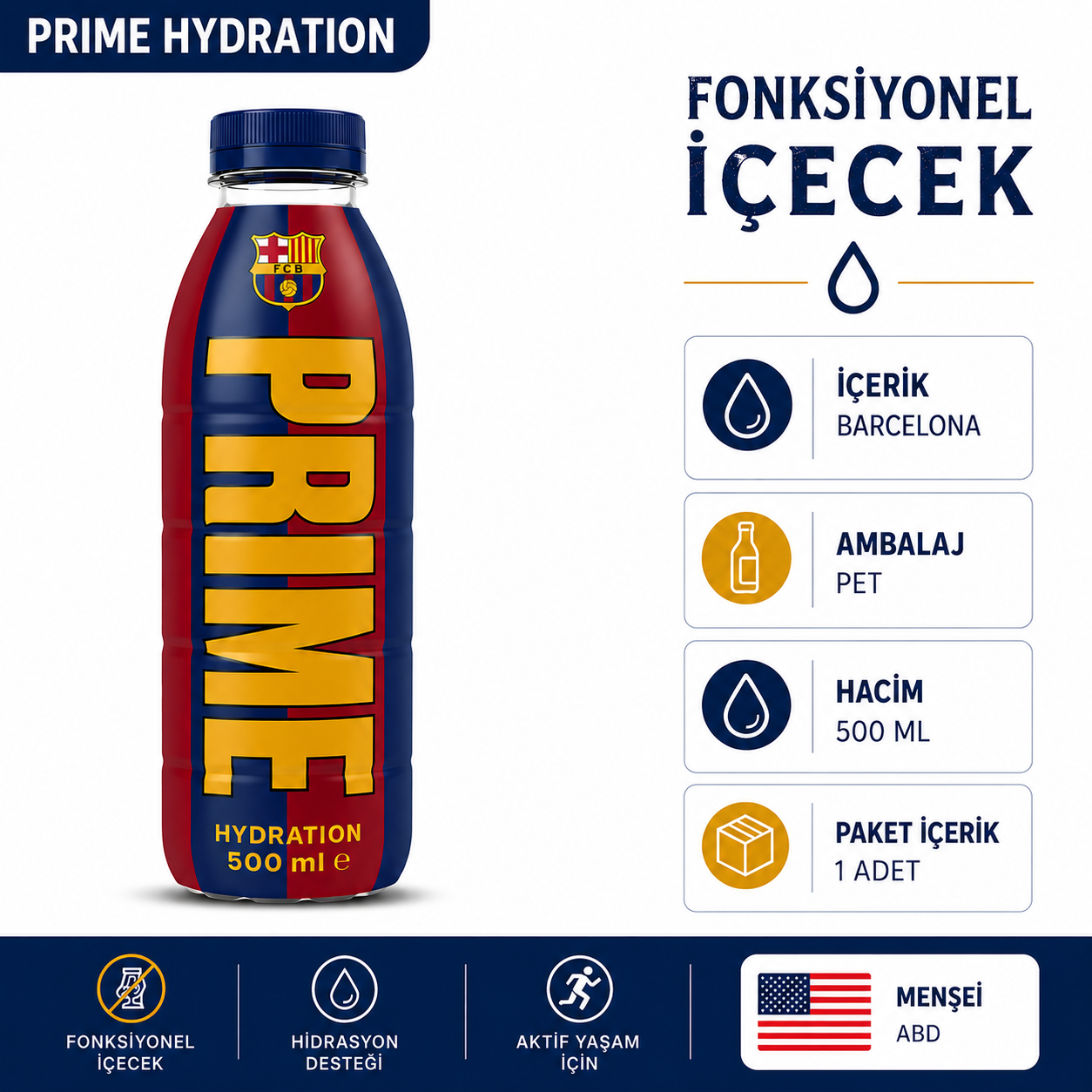 Prime FC Barcelona Hydration Drink 500ml