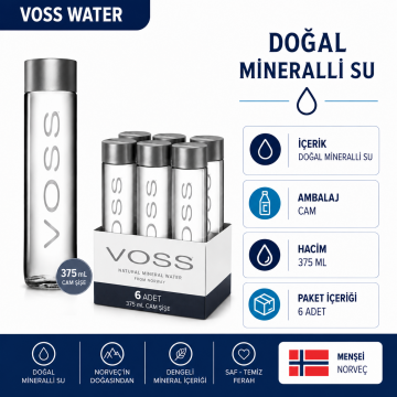 VOSS Doğal Mineralli Su Cam Şişe 375 ML x 6