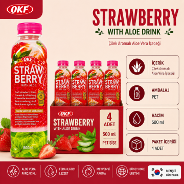 OKF Çilek Aromalı Aloe Veralı İçeceği 500 ml x 4