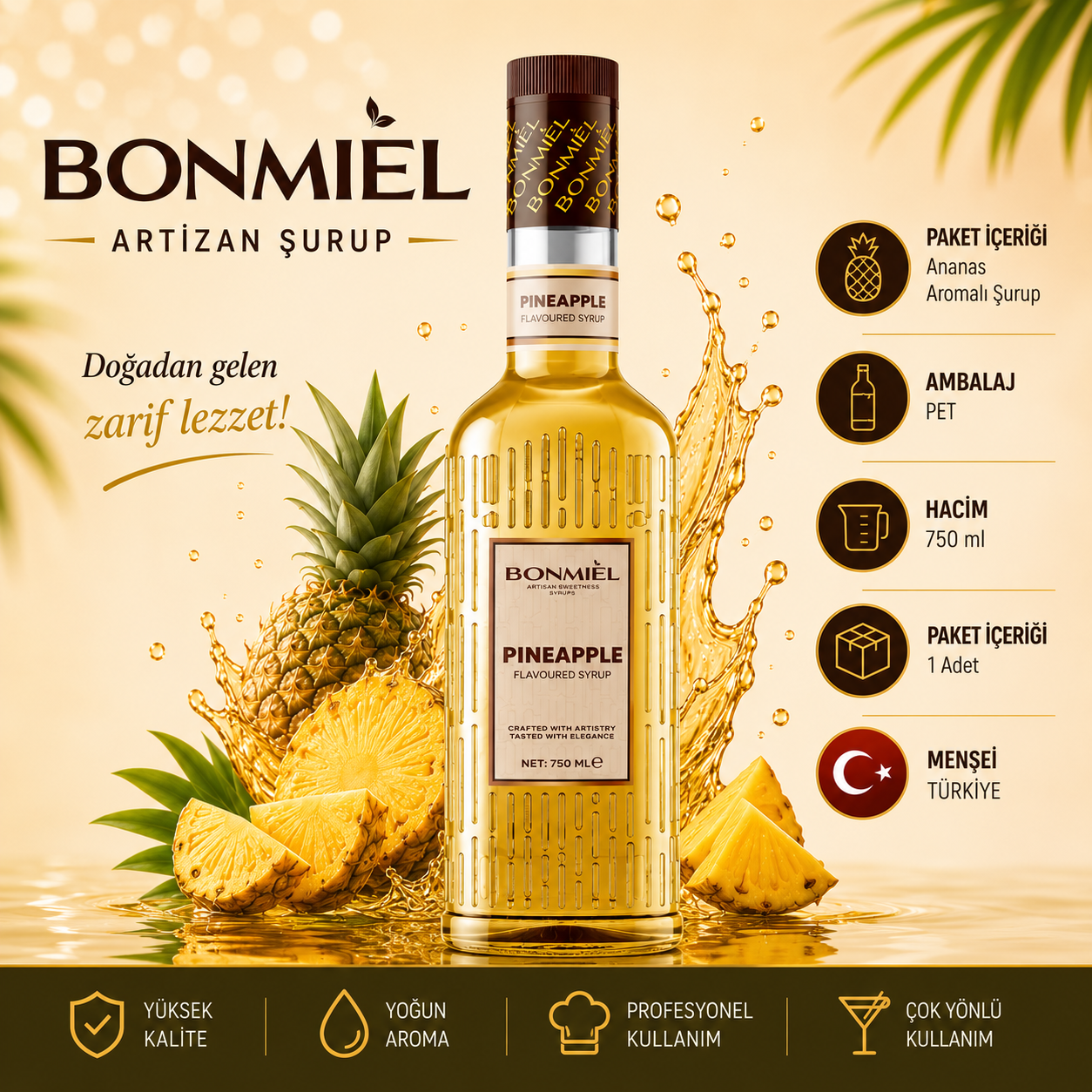 Bonmail Artizan Ananas Aromalı Şurup 750 ml