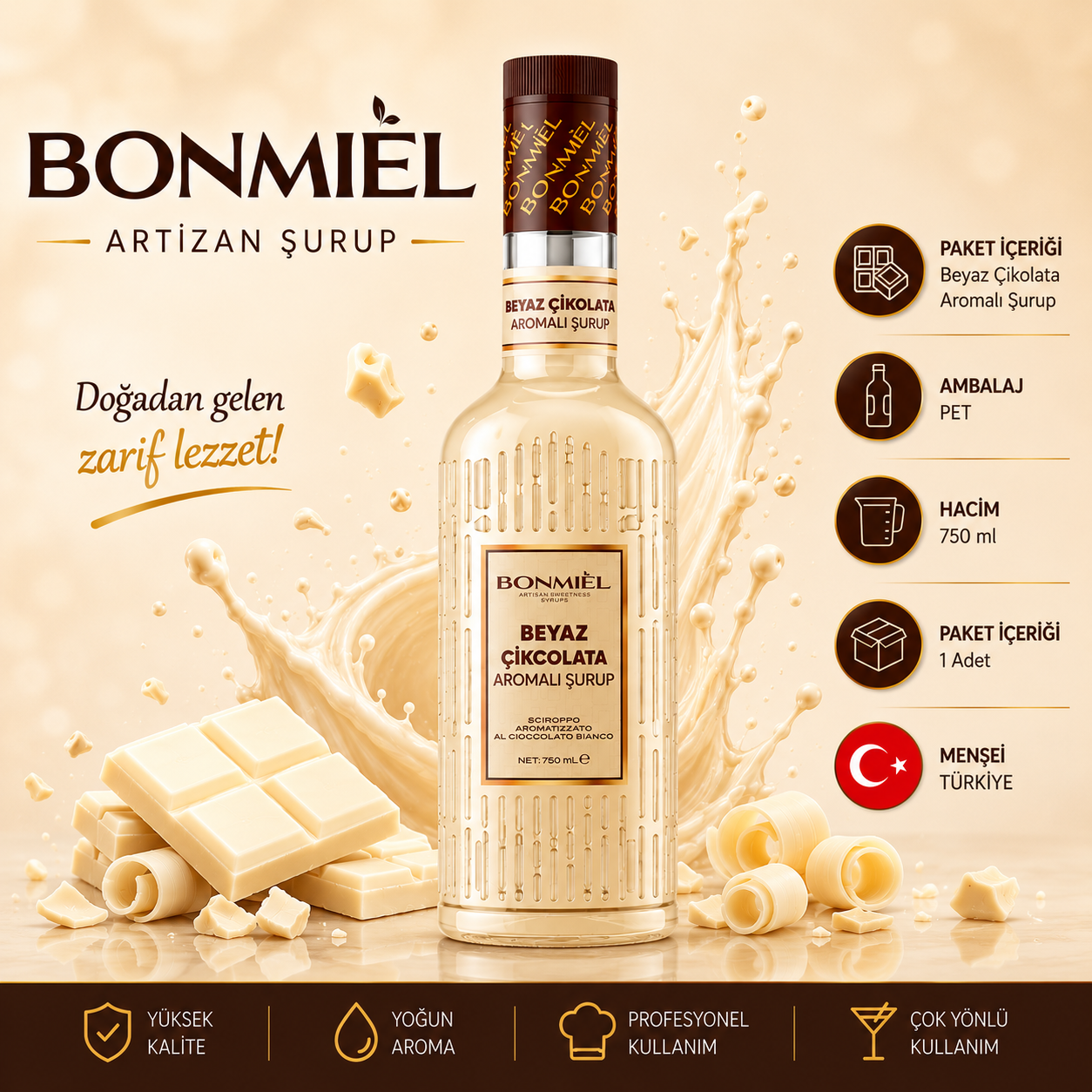 Bonmail Artizan Beyaz Çikolata Aromalı Şurup 750 ml