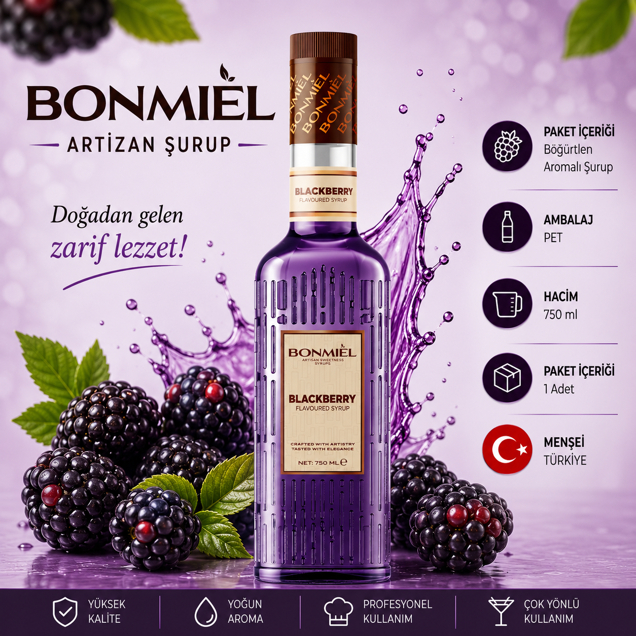 Bonmail Artizan Böğürtlen Aromalı Şurup 750 ml