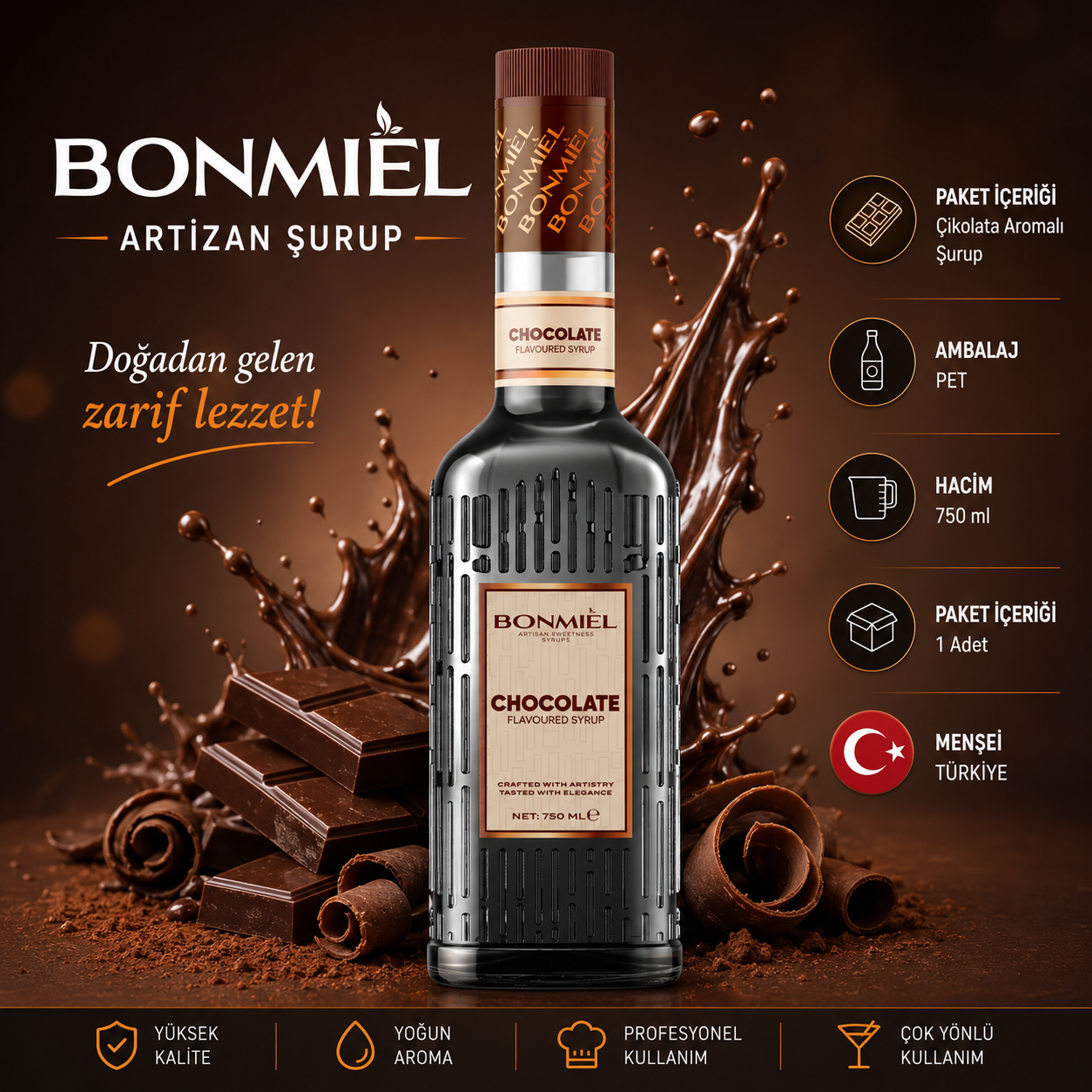 Bonmail Artizan Çikolata Aromalı Şurup 750 ml