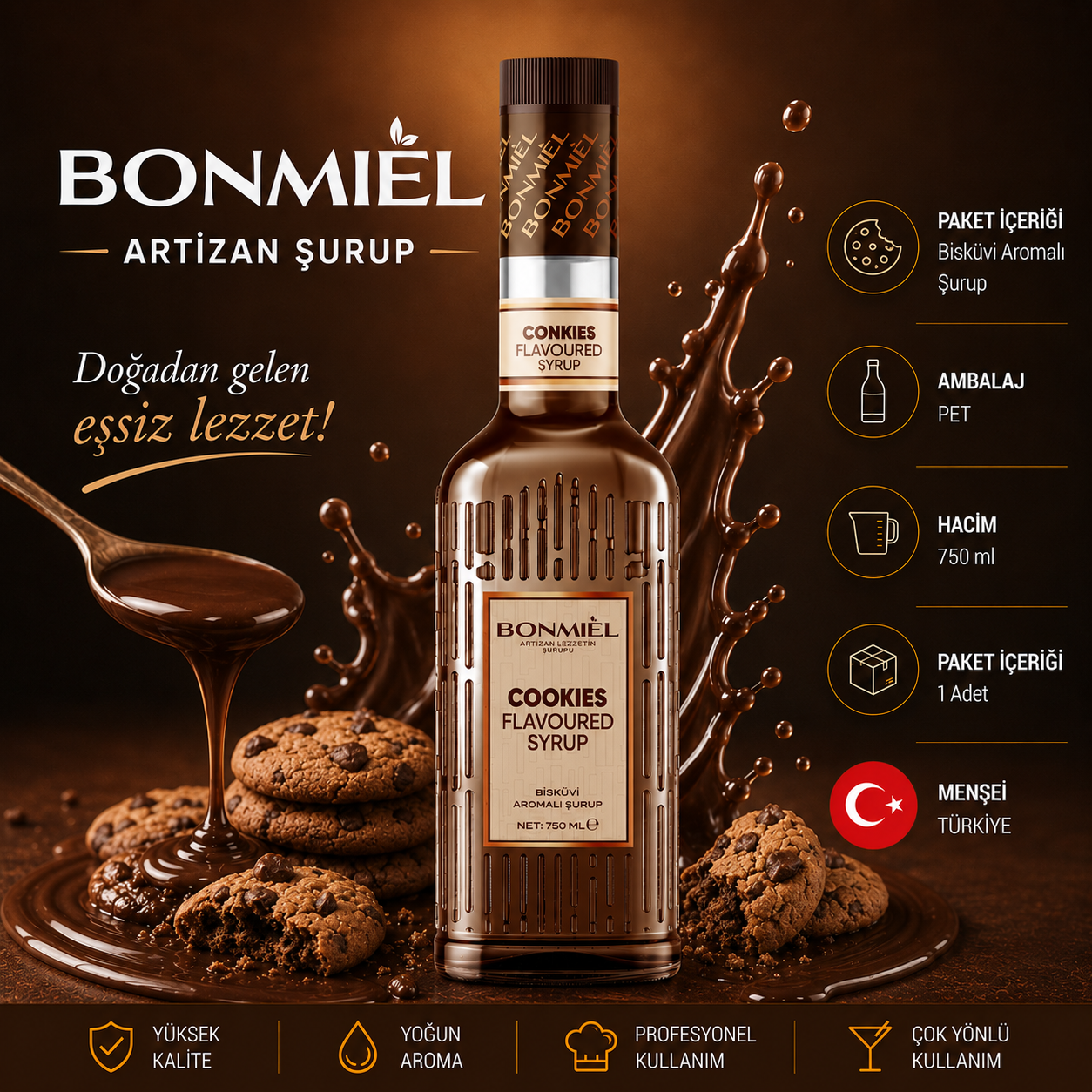 Bonmail Artizan Bisküvi Aromalı Şurup 750 ml