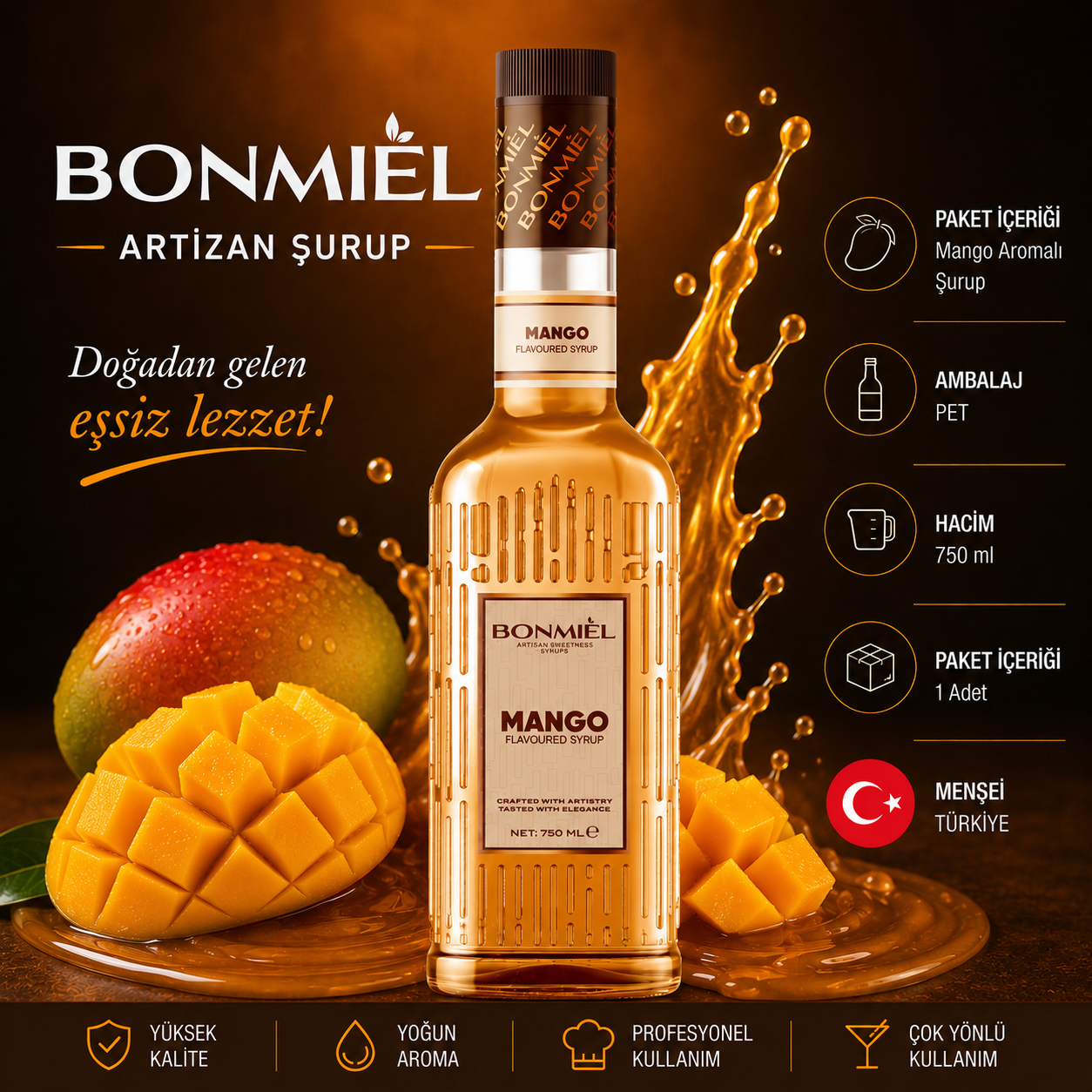 Bonmail Artizan Mango Aromalı Şurup 750 ml