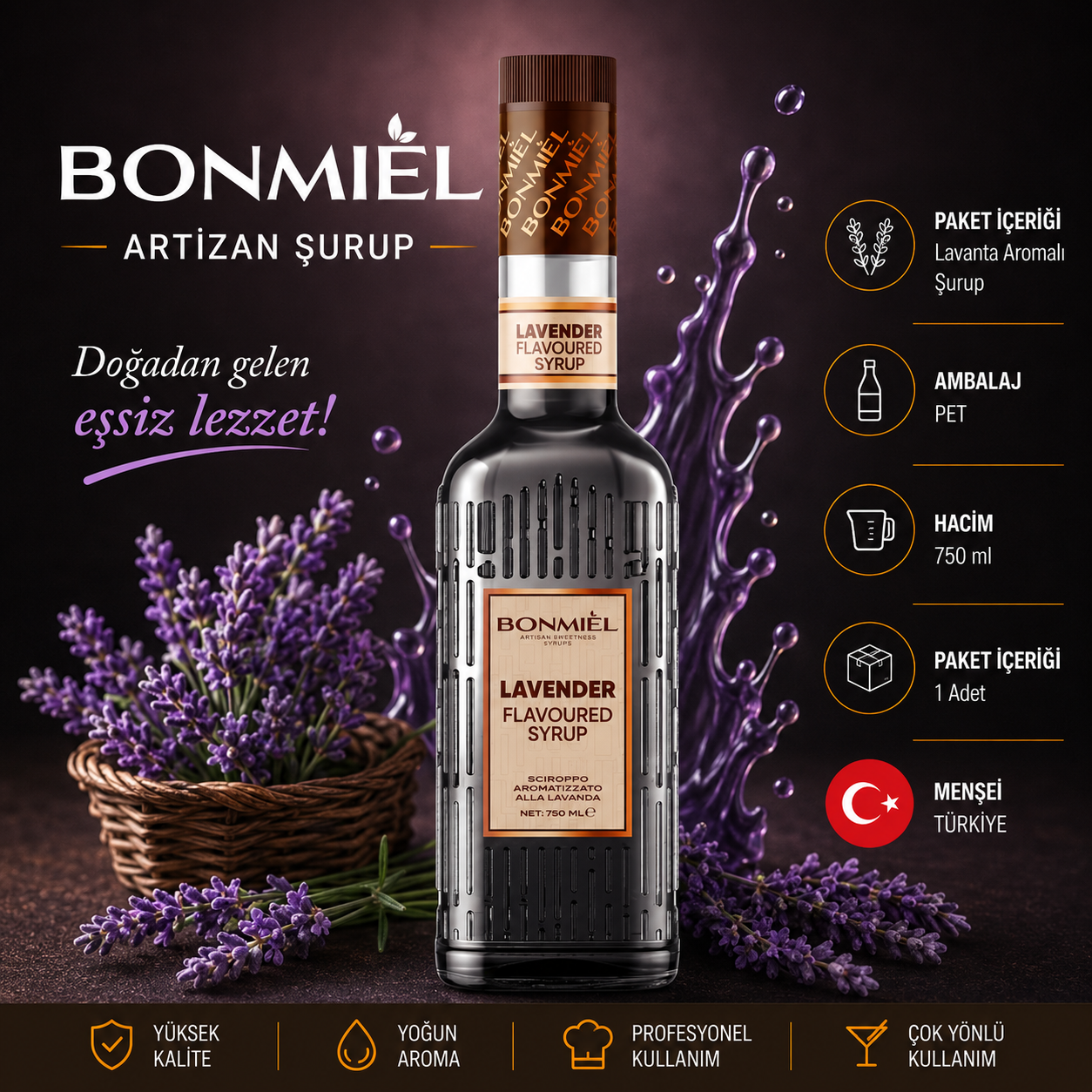 Bonmail Artizan Lavanta Aromalı Şurup 750 ml