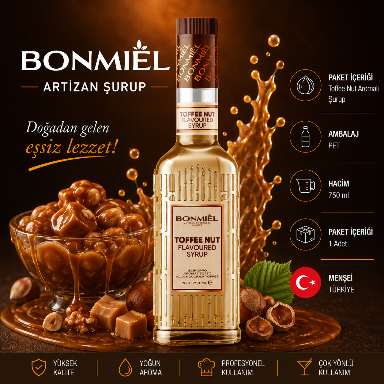 Bonmail Artizan Fındık Şekeri Aromalı Şurup 750 ml