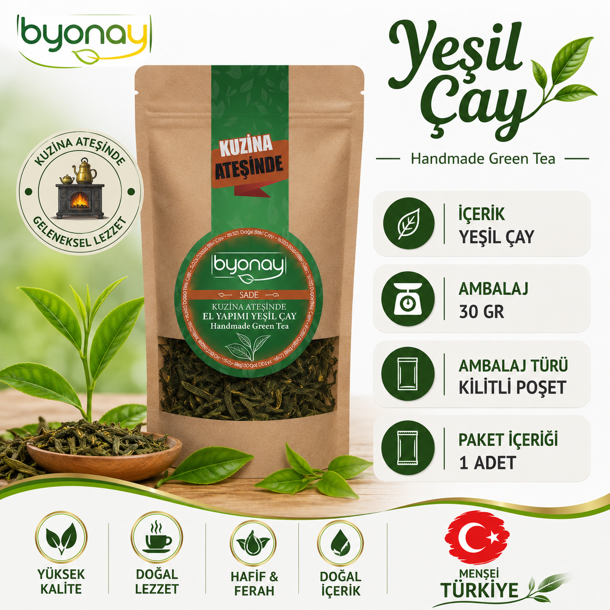 Kuzina Ateşinde Yeşil Çay 30 gr