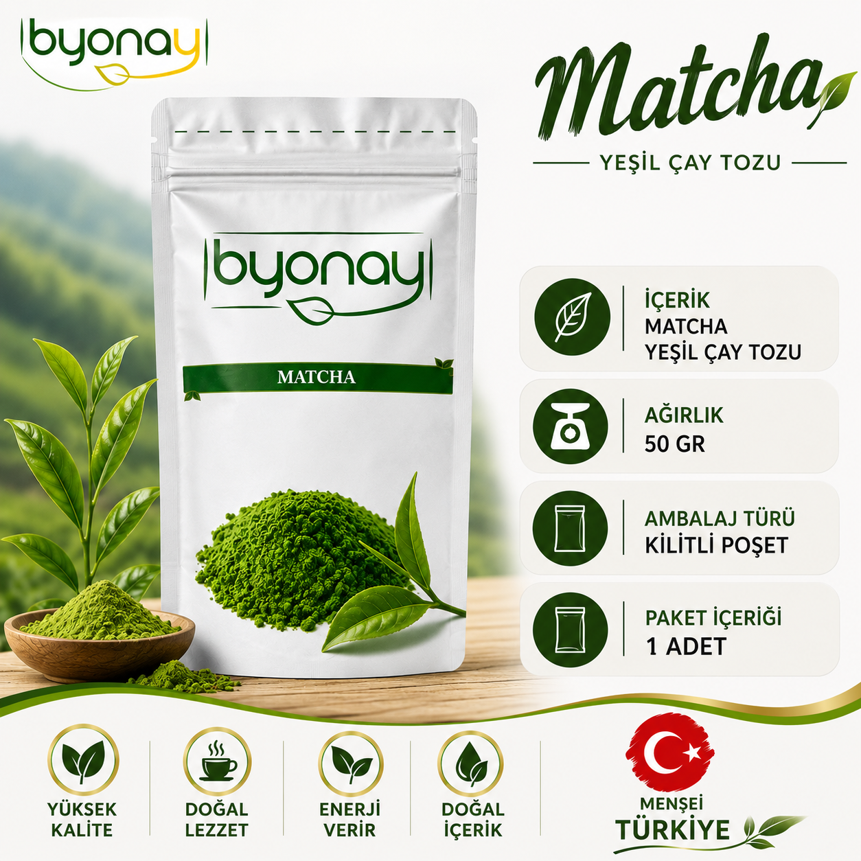 Matcha (yeşil çay pudrası) 50 gr