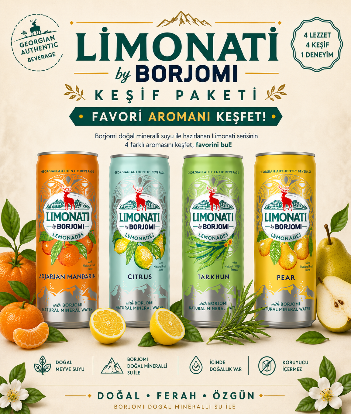 Borjomi Limonati Keşif Paketi 330 Ml x 4
