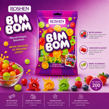 BimBom Meyveli Dolgulu Şeker 200 Gr