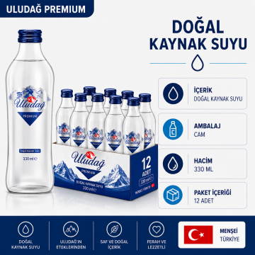 Uludağ Premium Kaynak Suyu Cam 12×330 Ml
