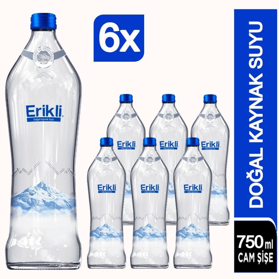 Erikli Doğal Kaynak Suyu Cam Şişe 6 x 750 ML