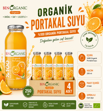 BenOrganic Organik Portakal Suyu 4x250ml