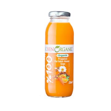 BenOrganic Organik Propolisli Portakal ve Havuç Suyu 6x250ml