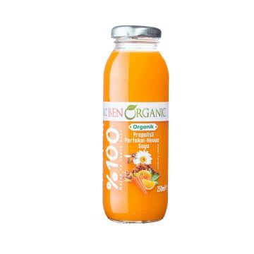 BenOrganic Organik Propolisli Portakal ve Havuç Suyu 4x250ml