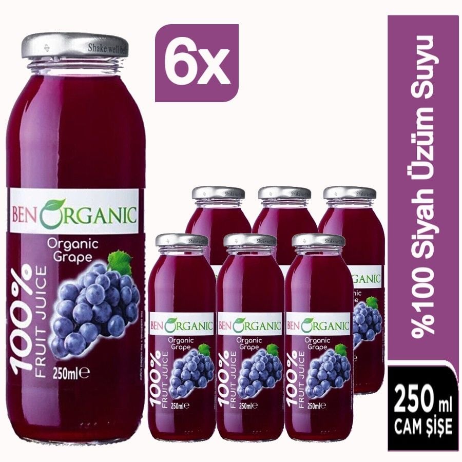 BenOrganic Organik Üzüm Suyu 6x250ml