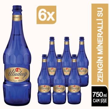 Uludağ Premium Doğal Maden Suyu Cam 6×750 ml