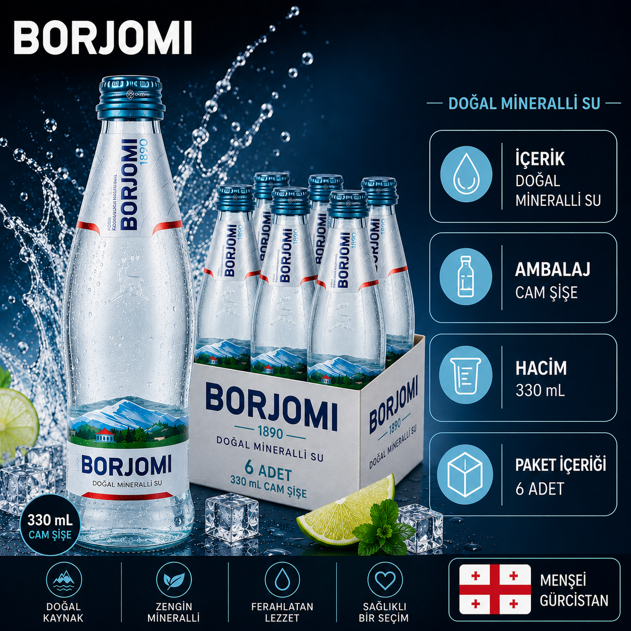 Borjomi Doğal Zengin Mineralli Su 6x330ml