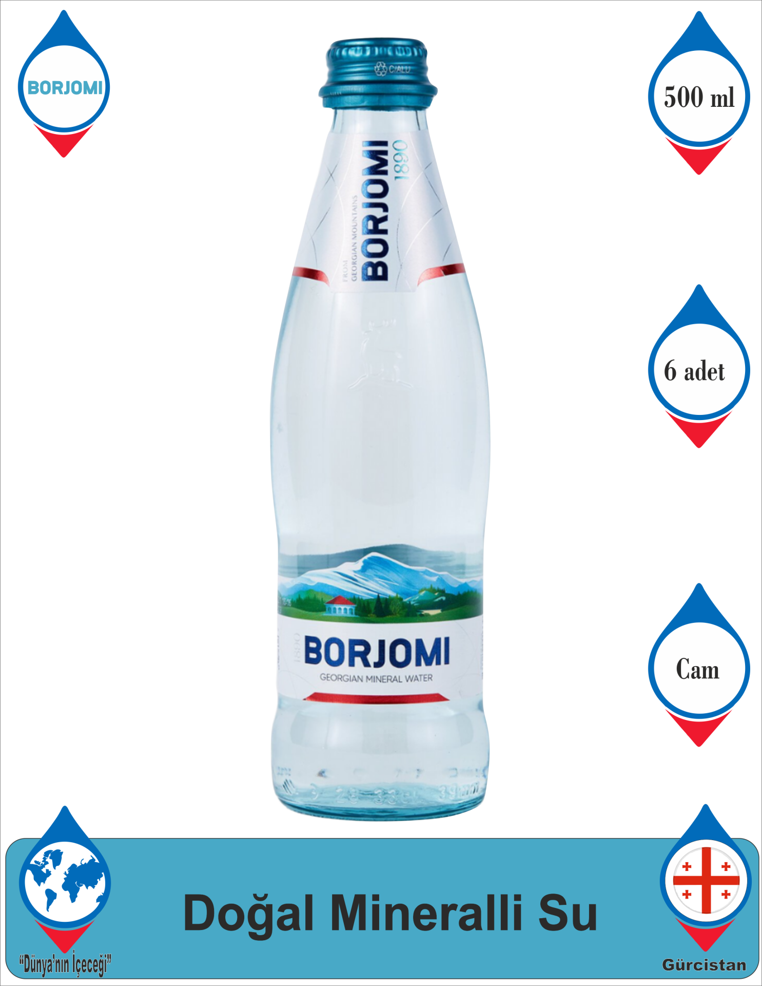Borjomi Doğal Zengin Mineralli Su 6x500ml