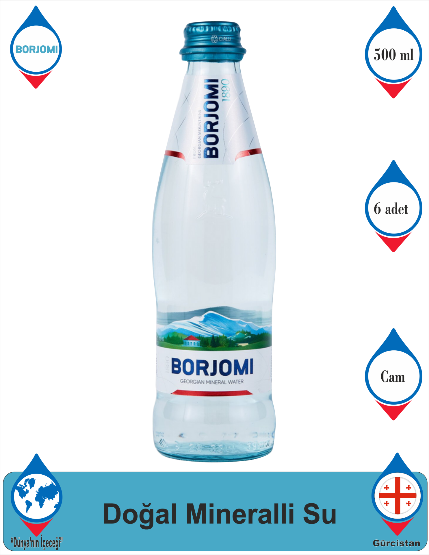 Borjomi Doğal Zengin Mineralli Su 6x500ml