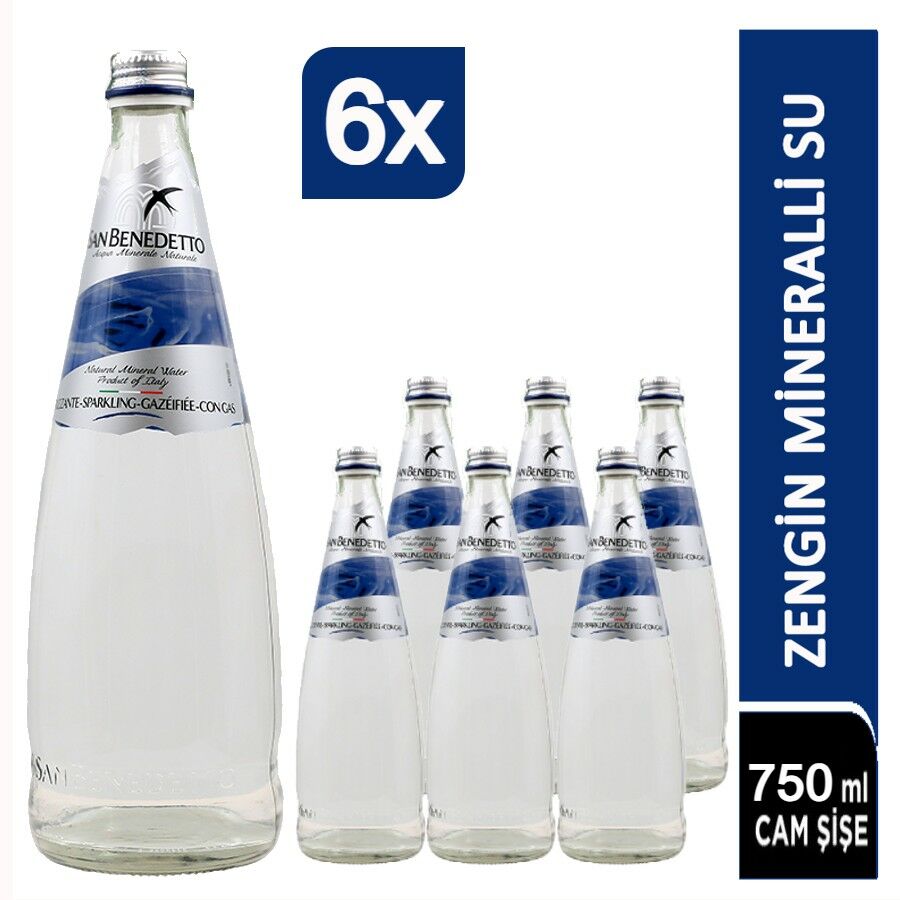 San Benedetto Gazlı Su Cam Şişe 6x750ml