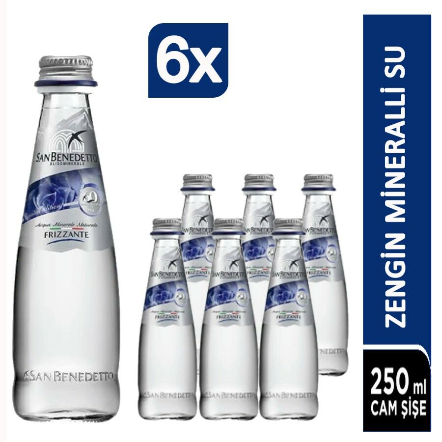 San Benedetto Gazlı Su Cam Şişe 6x250ml
