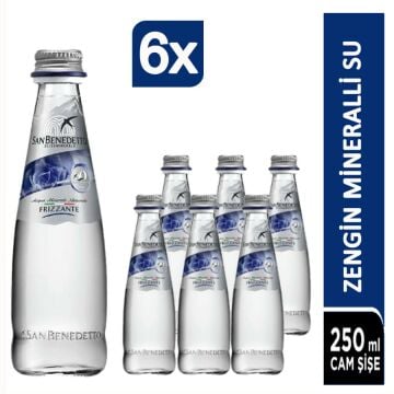 San Benedetto Gazlı Su Cam Şişe 6x250ml
