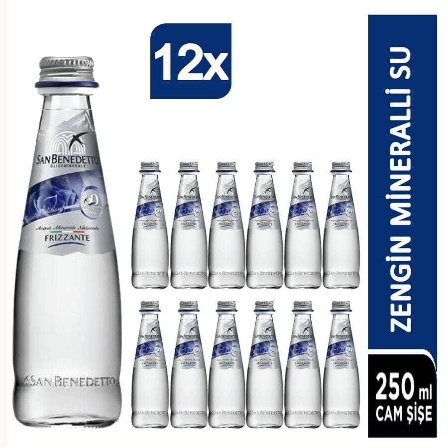 San Benedetto Gazlı Su Cam Şişe 12x250ml