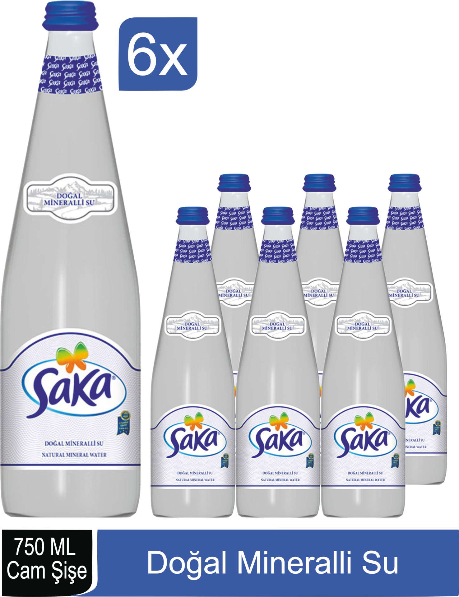 SAKA SU Doğal Mineralli Su Cam Şişe 750 ML x 6