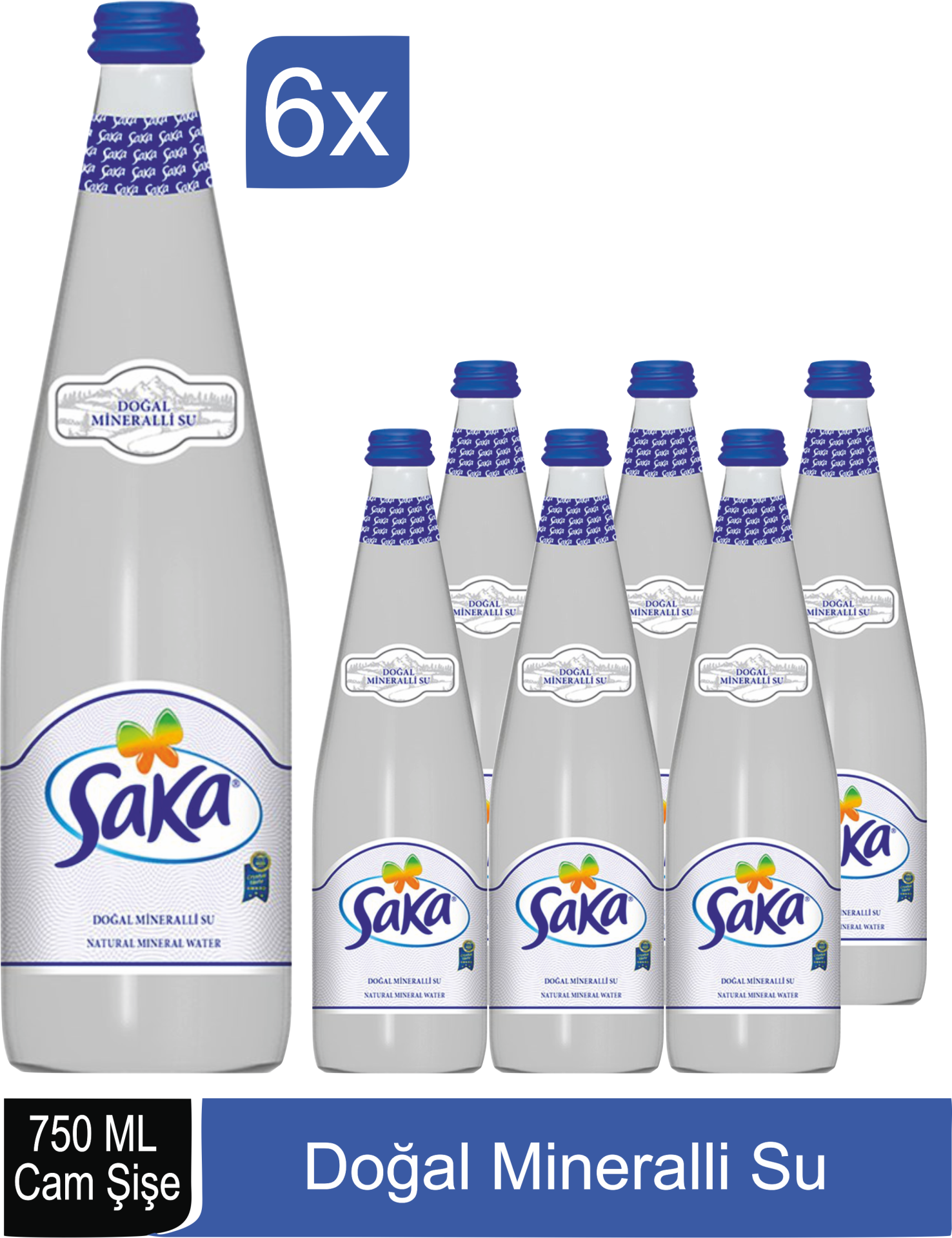 SAKA SU Doğal Mineralli Su Cam Şişe 750 ML x 6