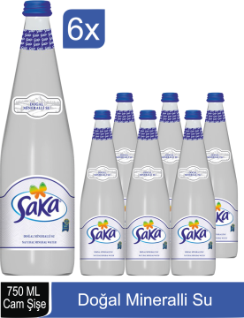 SAKA SU Doğal Mineralli Su Cam Şişe 750 ML x 6