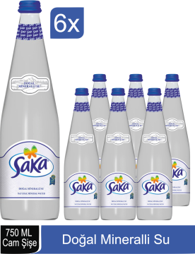 SAKA SU Doğal Mineralli Su Cam Şişe 750 ML x 6