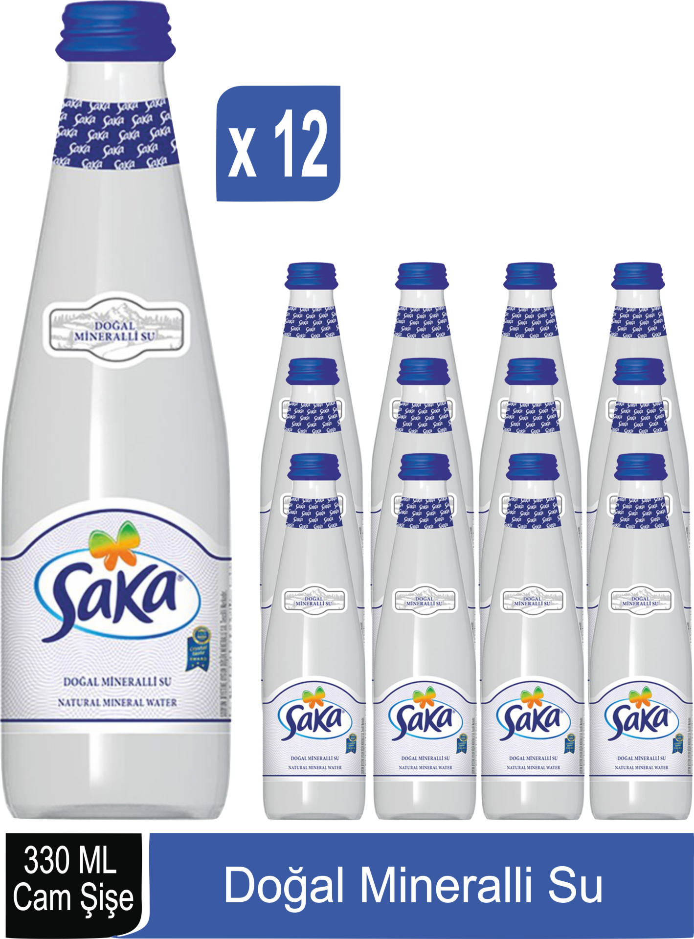 SAKA SU Doğal Mineralli Su Cam Şişe 330 ML x 12