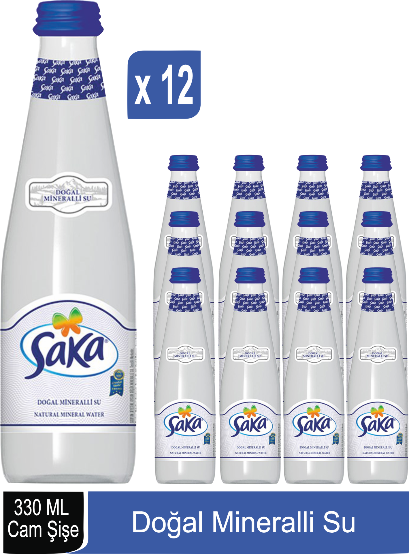 SAKA SU Doğal Mineralli Su Cam Şişe 330 ML x 12