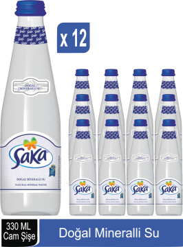 SAKA SU Doğal Mineralli Su Cam Şişe 330 ML x 12