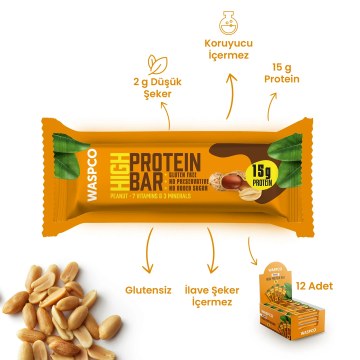 WASPCO Yer Fıstıklı Yüksek Protein Bar 50gr