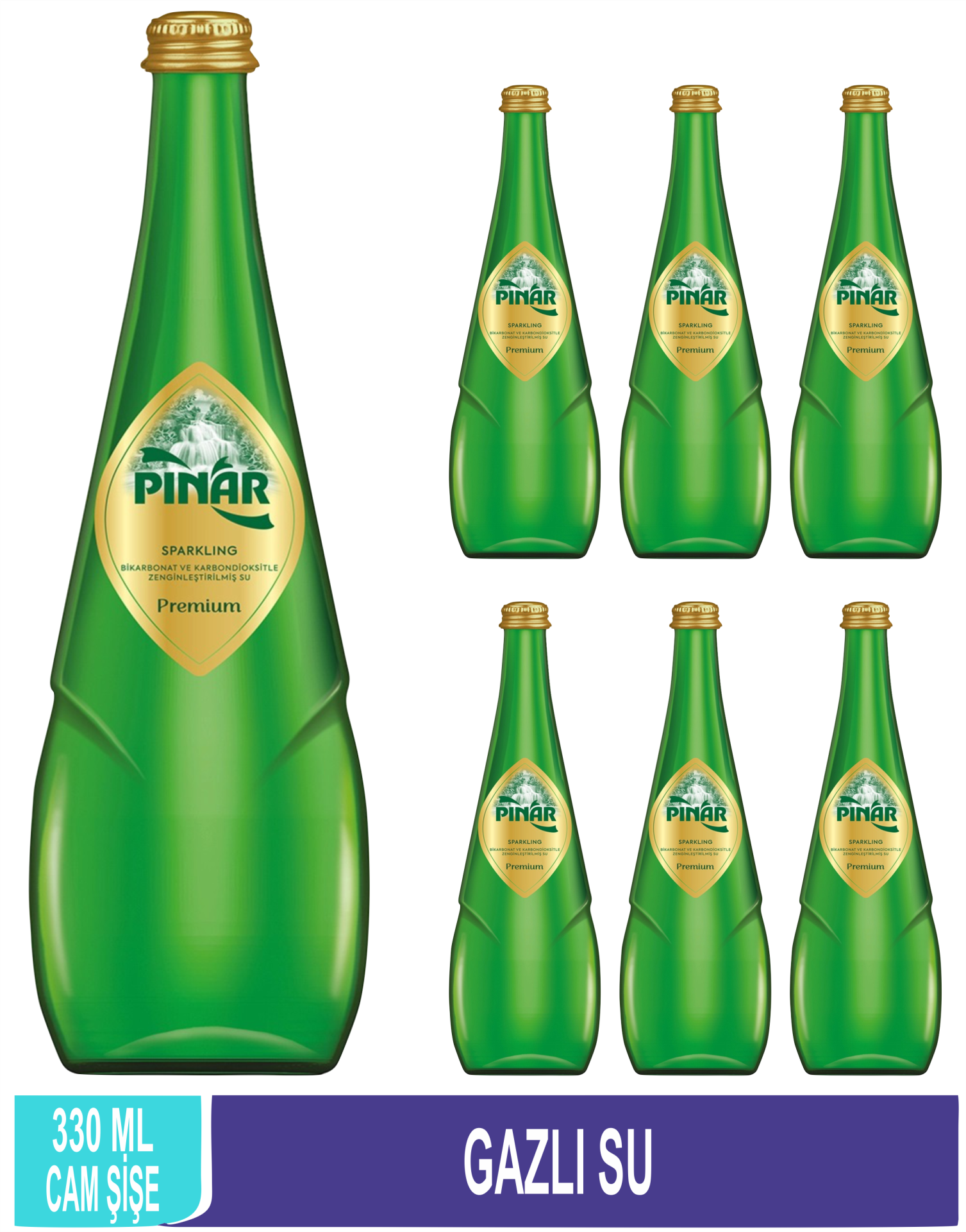 PINAR Gazlı Su Cam Şişe 6 x 330 ML