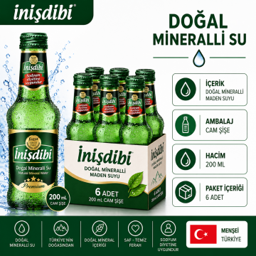 İnişdibi Premium Zengin Mineralli Su 200 ML x 6