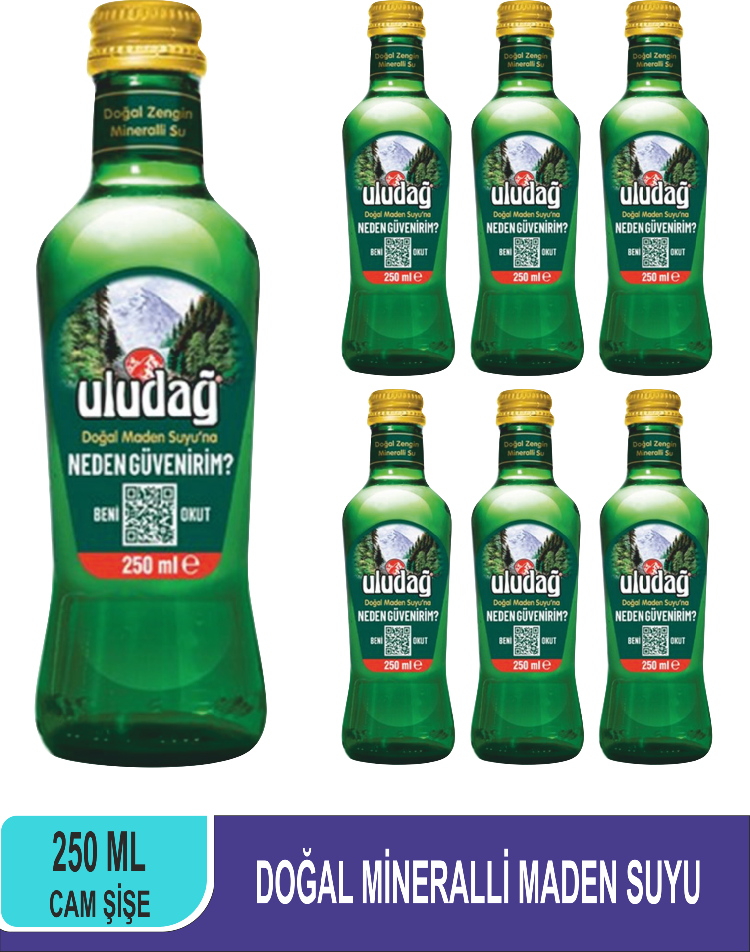 Uludağ Çevir-Aç Kapak Doğal Mineralli Maden Suyu 250 ML x 6