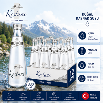 KESTANE Doğal Kaynak Suyu Cam Şişe 12x330 ML