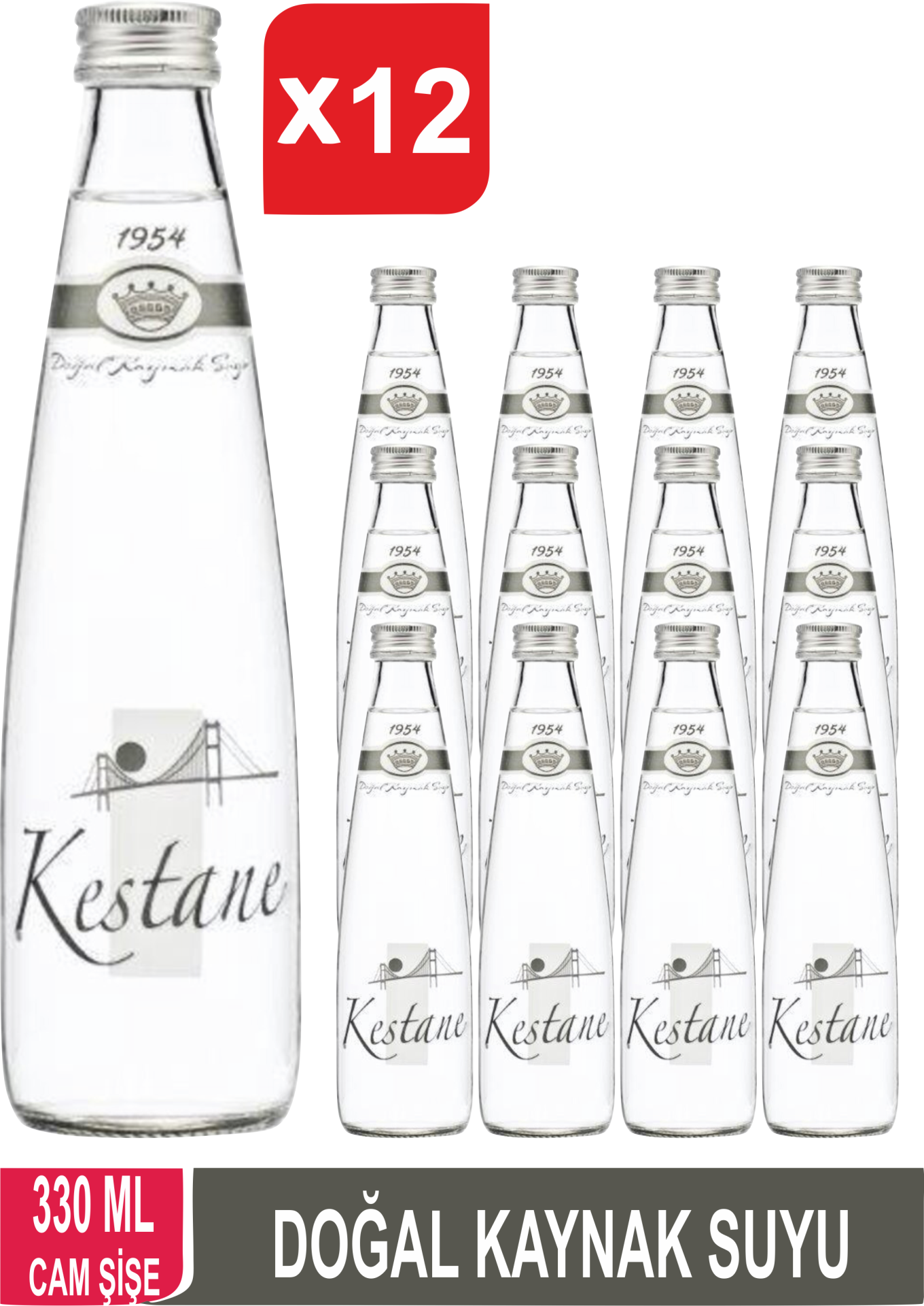 KESTANE Doğal Kaynak Suyu Cam Şişe 12x330 ML