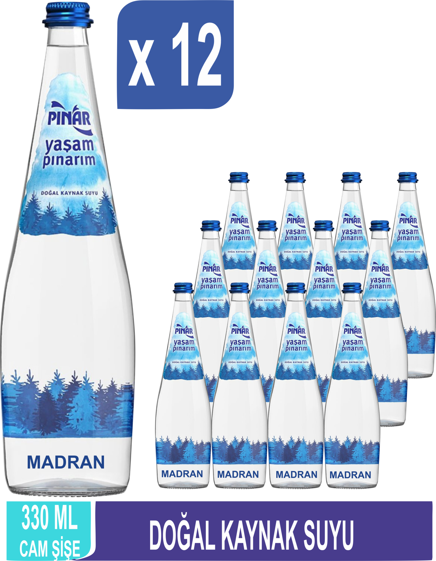 PINAR Madran Cam Sişe Su 330 ML x 12