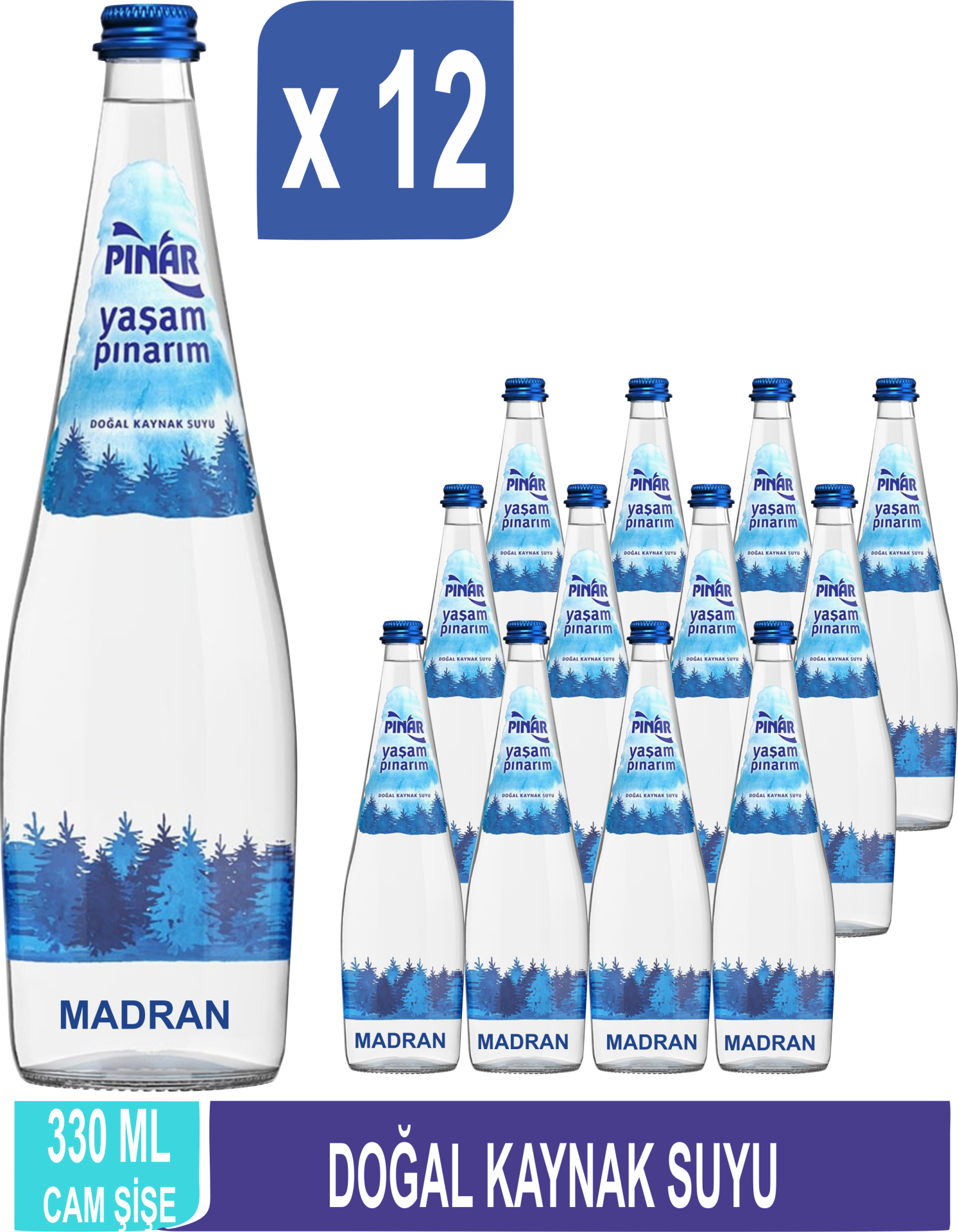 PINAR Madran Cam Sişe Su 330 ML x 12