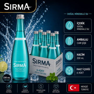 Sırma Exclusive Doğal Maden Suyu Cam 330 ML X 6 Adet